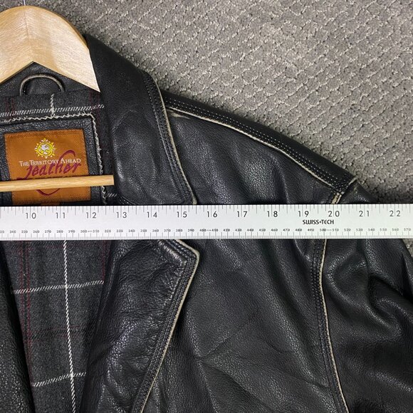 The Territory Ahead Leather Jacket Mens XLT Black Distressed Heavyweight XL Tall - Picture 12 of 16